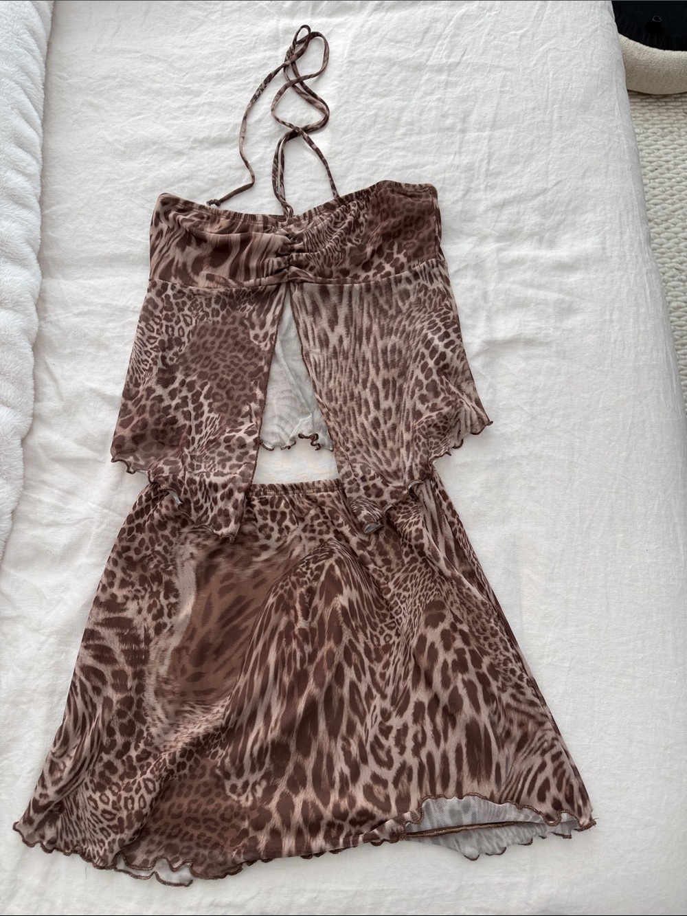 See You Monday Brown Animal Print Skirt Set